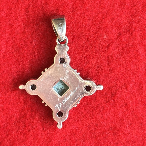 Shankari the Alchemist Blue Topaz and Turquoise Pendant - Picture 2 of 3